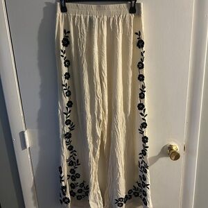 Forever 21 Ivory Textured Flowy Sheer Beach Pants